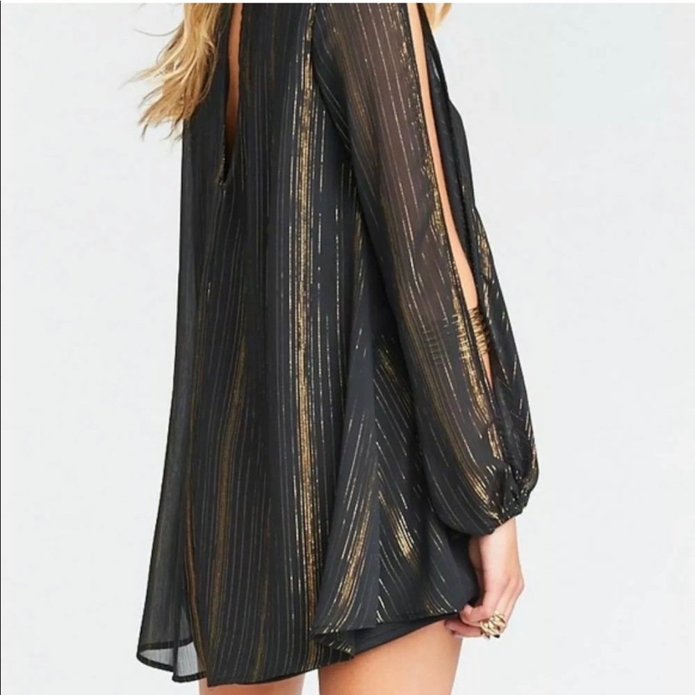 Show Me Your Mumu Tessa Black Gold Tunic Dress S - Picture 2 of 8